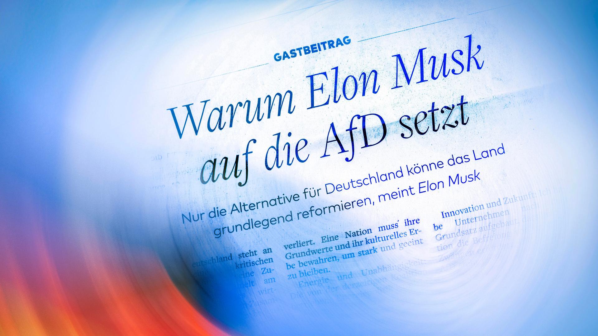 Deutschland, 29. Dezember 2024, Gastbeitrag von Elon Musk in der aktuellen Welt am Sonntag, der US-Unternehmer, Milliardär und Trump-Unterstützer wirbt darin für die AfD, Alternative für Deutschland.