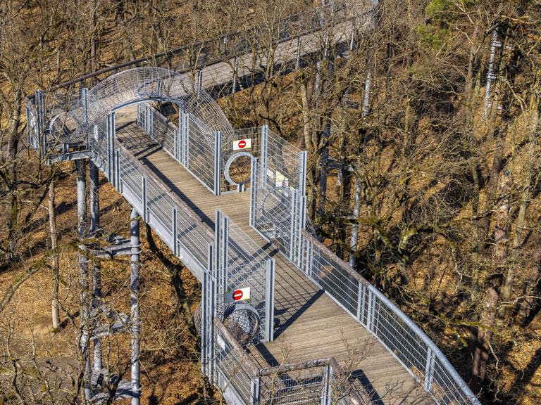 Baumkronenpfad auf dem historischen Gelände der ehemaligen Tuberkulose Heilstätten in Beelitz, Brandenburg, Deutschland