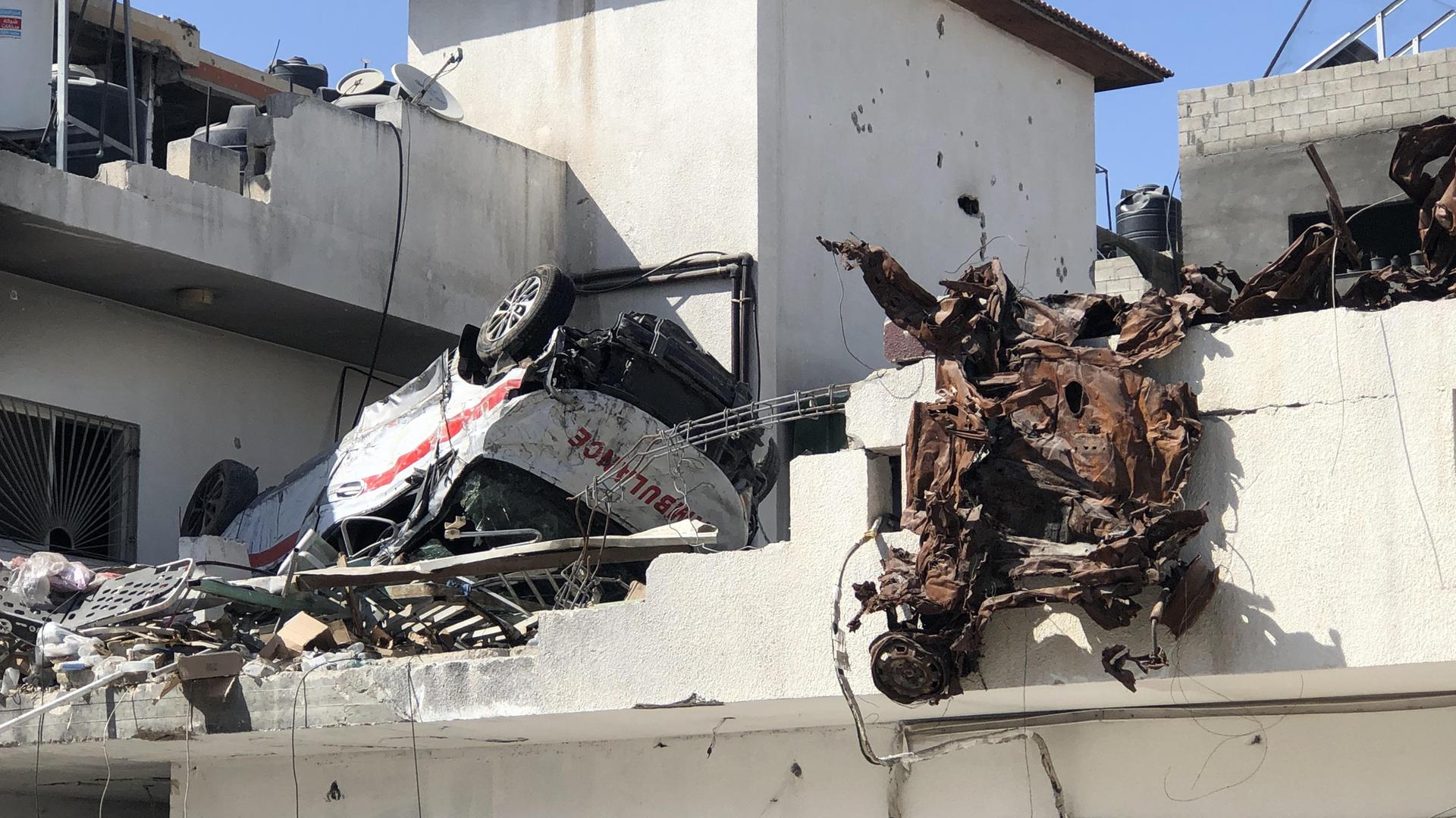 Blick auf ein zerstörtes Krankenhaus im Gazastreifen.