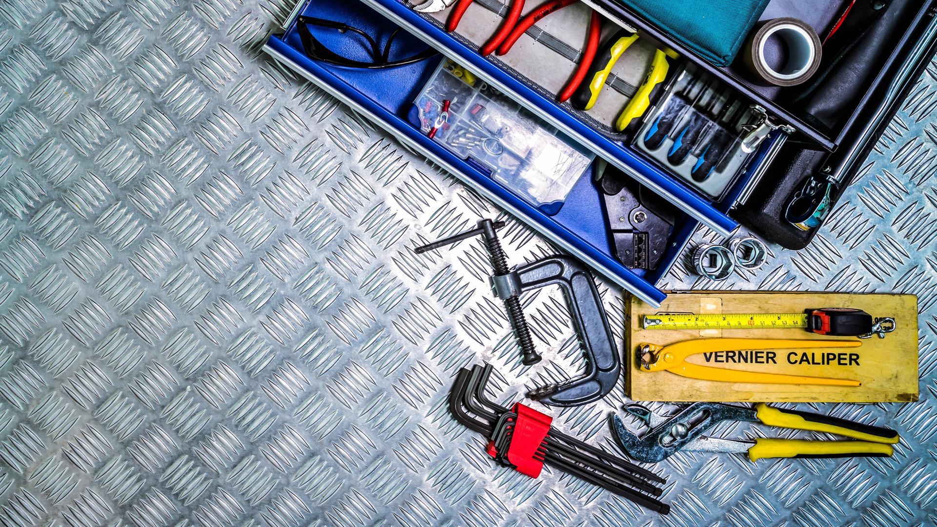 Blick auf eine Werkzeugbox