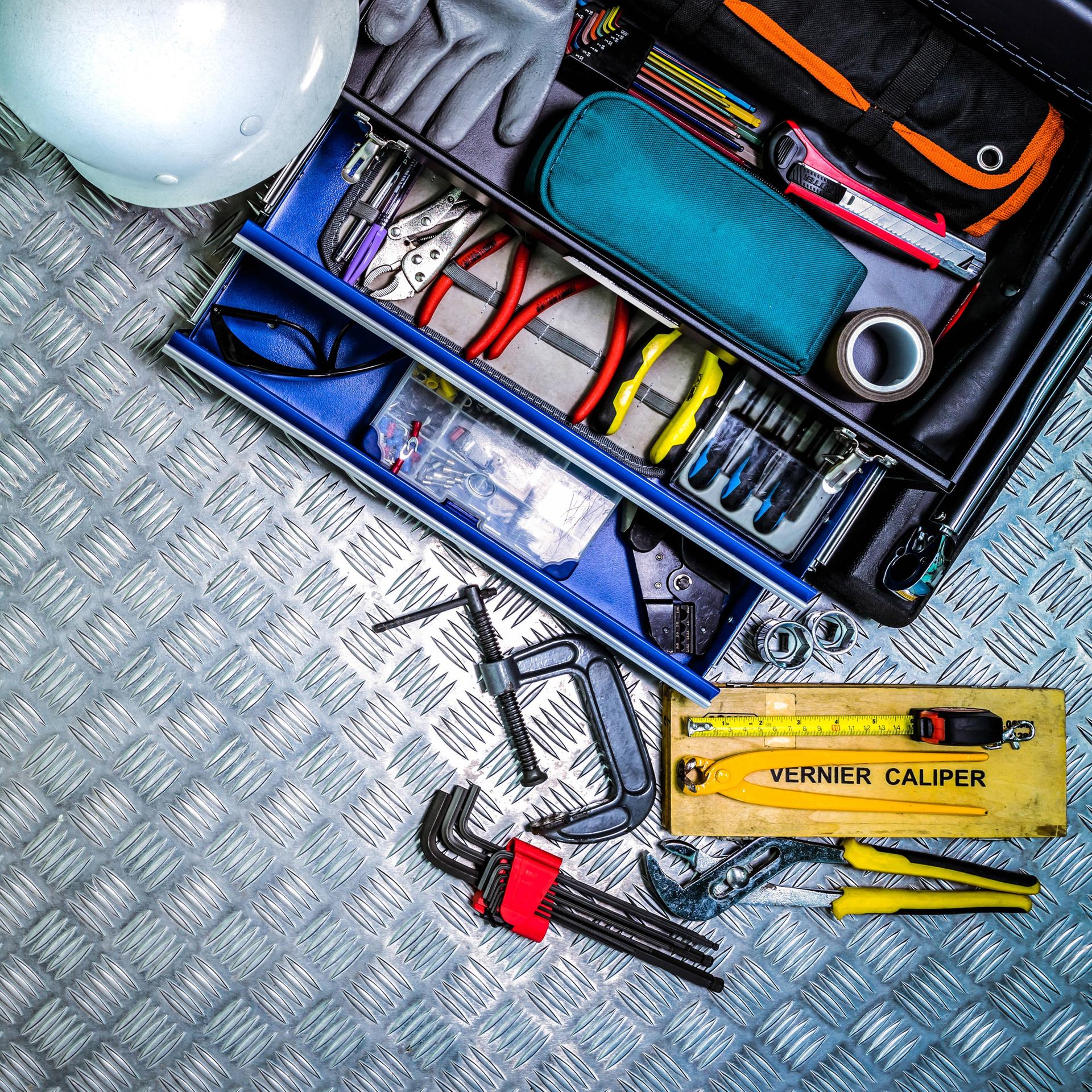 Blick auf eine Werkzeugbox