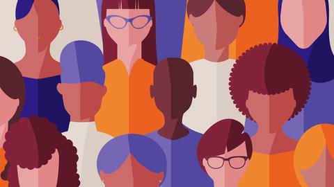 Illustration: Köpfe von Frauen ohne Gesichter