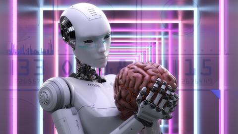 Künstlerische 3D-Illustration eines Cyborgs mit künstlicher Intelligenz