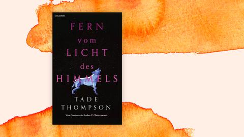 Das Cover des Krimis von Tade Thompson, "Fern vom Licht des Himmels". Es zeigt die Zeichnung eines heulenden Himmels vor einem nachtdunklen Himmel neben dem Namen des Autors und des Titels
