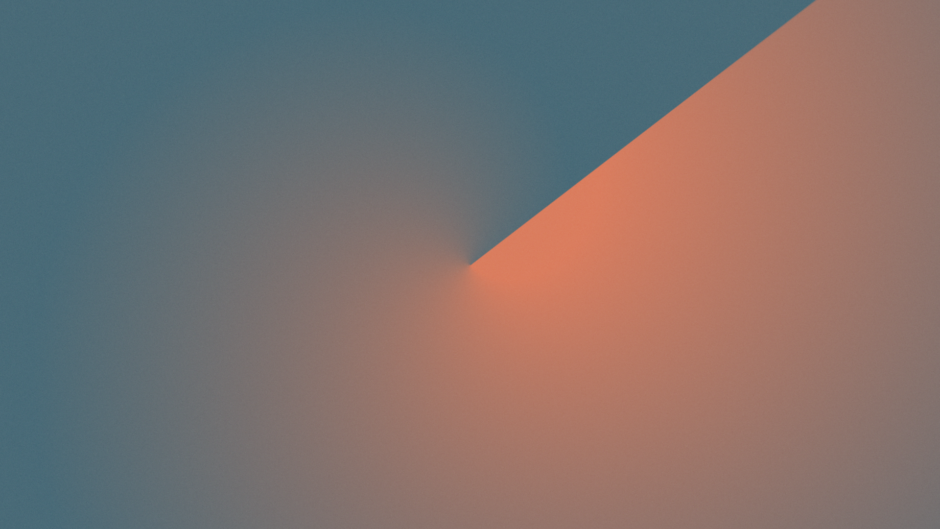 Zu sehen ist eine zweigeteilte Farbfläche die zwischen einem Blau- und Orangeton changiert. Die Farben mischen sich dabei im unteren Drittel. Zu sehen ist eine zweigeteilte Farbfläche die zwischen einem Blau- und Orangeton changiert. Die Farben mischen sich dabei im unteren Drittel.