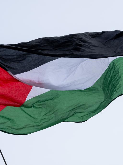 Die Flagge von Palästina weht im Wind.