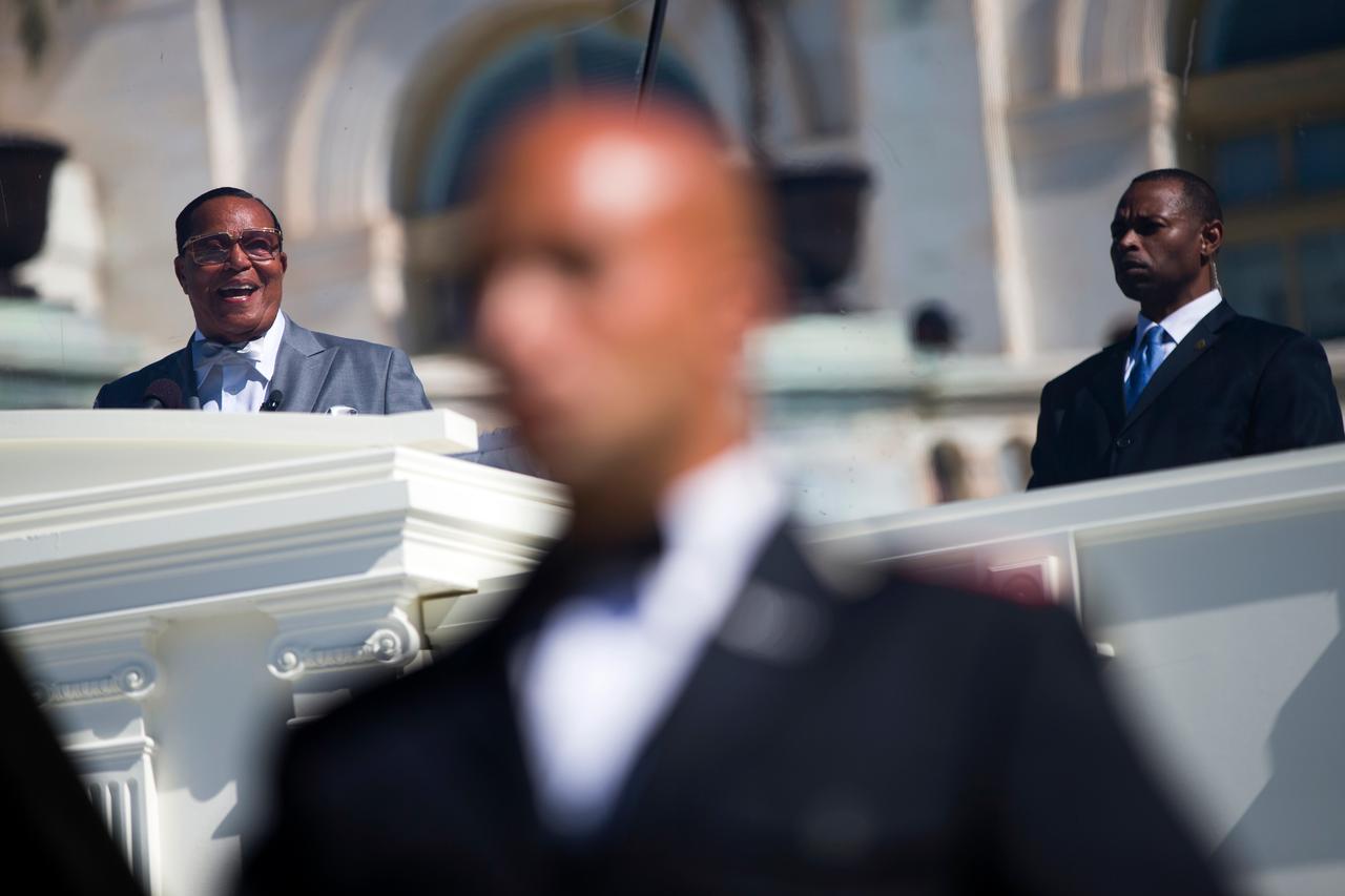 Louis Farrakhan spricht 2015 in Washington. 