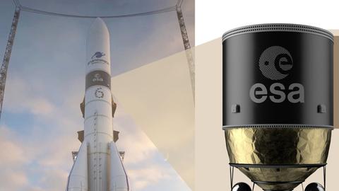 Die Ariane-Rakete soll langfristig eine „schwarze Oberstufe“ aus Kohlefasern bekommen (Ilustration)