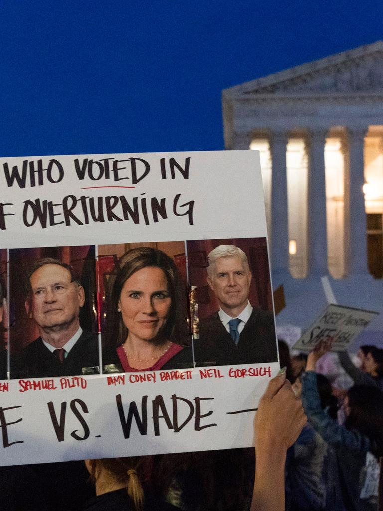 Protest von Befürwortern des Rechts auf Abtreibung gegen die konservativen Verfassungs-Richter Thomas, Kavanaugh, Samuel Alito, Amy Coney Barrett und Neil Gorsuch