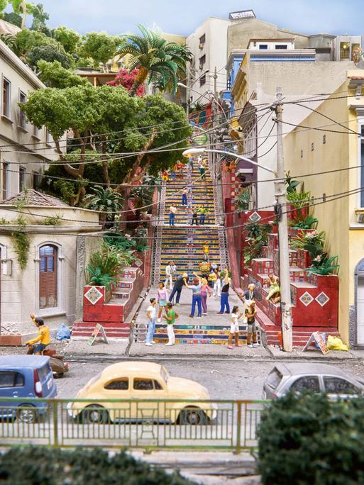 Ansicht einer Strassenszene aus Rio de Janeiro im Miniatur Wunderland Hamburg.