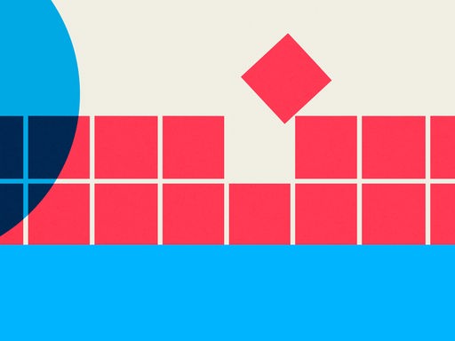 Sendereihe: "Systemfragen" - Illustrative Grafik einer Reihe von Quadraten, bei der ein Quadrat aus der Reihe ausschert.