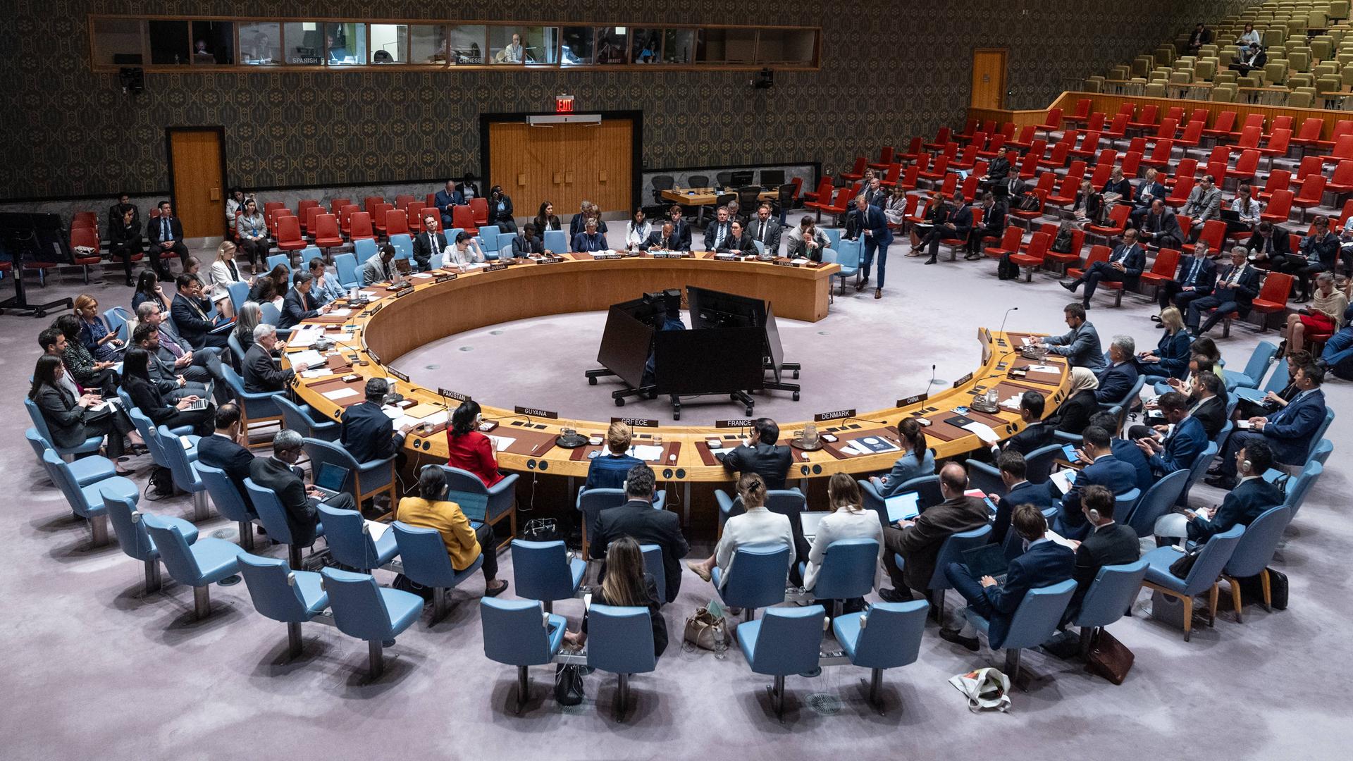Das Foto zeigt den UNO-Sicherheitsrat bei einer Dringlichkeitssitzung im August 2025. Das Foto zeigt den UNO-Sicherheitsrat bei einer Dringlichkeitssitzung im August 2025.