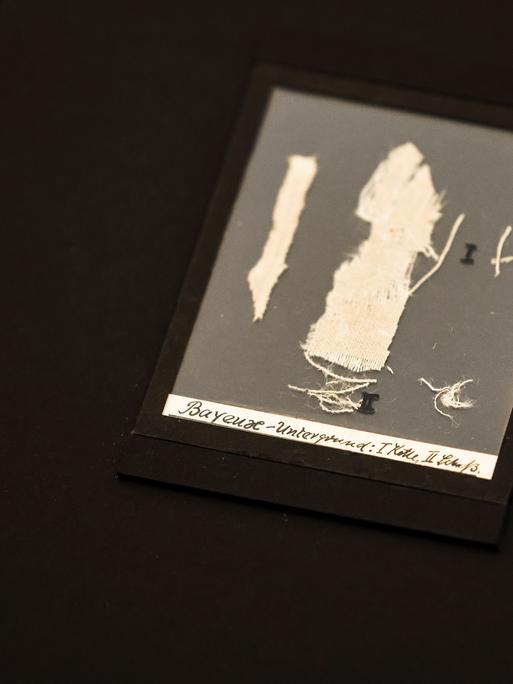 Ein Fragment des Teppichs von Bayeux ist im Landesarchiv Schleswig aufgestellt. 