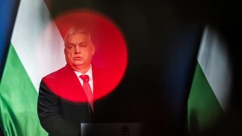 Der ungarische Ministerpräsident Viktor Orbán bei seiner jährlichen Pressekonferenz in Budapest, Ungarn, am 5. Januar 2026