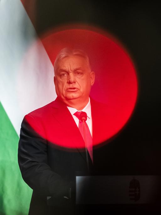 Der ungarische Ministerpräsident Viktor Orbán bei seiner jährlichen Pressekonferenz in Budapest, Ungarn, am 5. Januar 2026