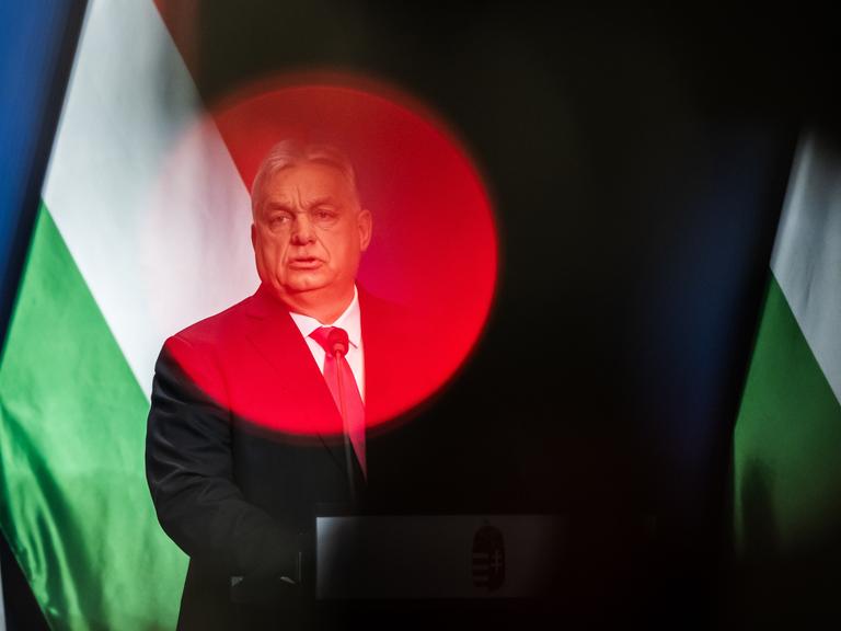 Der ungarische Ministerpräsident Viktor Orbán bei seiner jährlichen Pressekonferenz in Budapest, Ungarn, am 5. Januar 2026