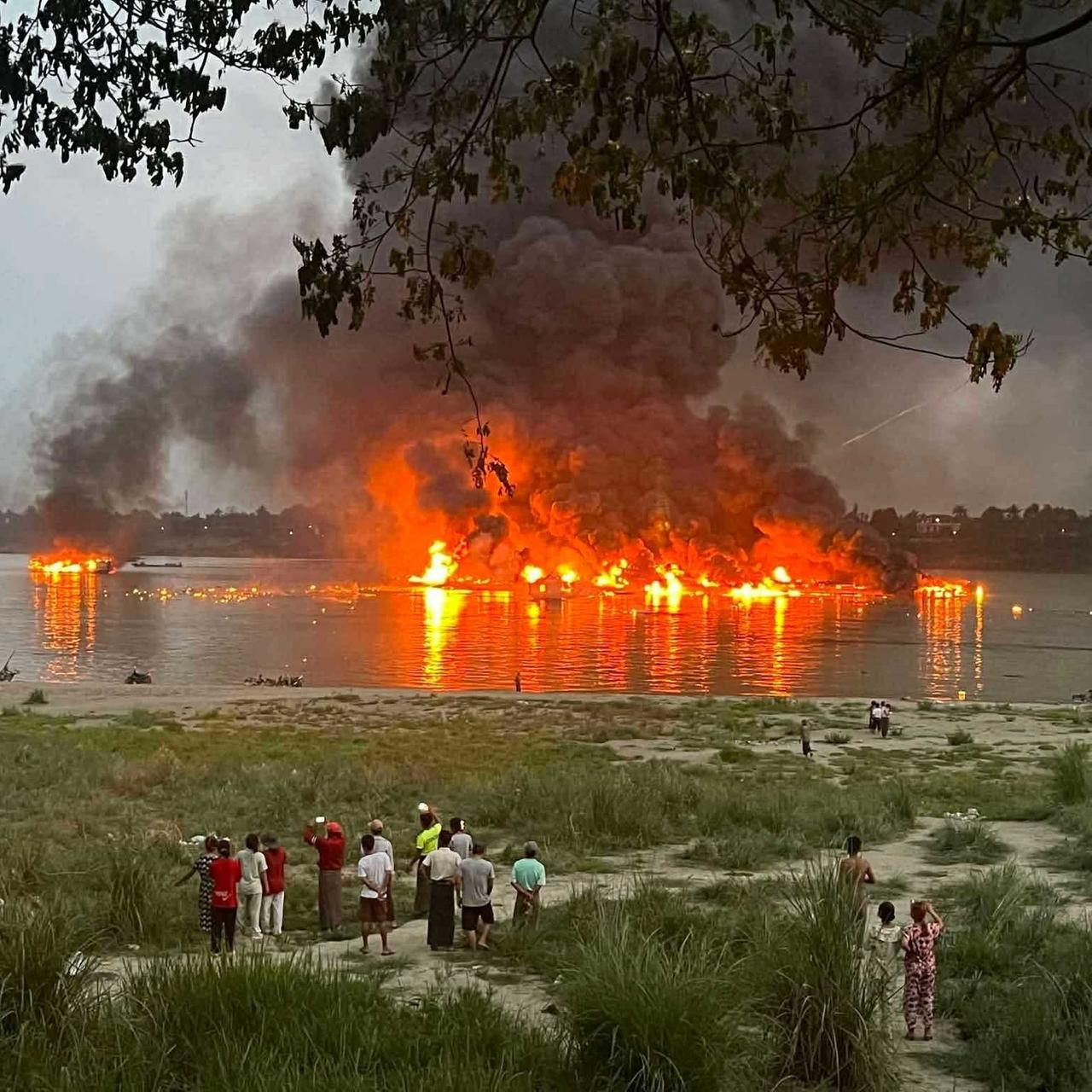 Region Sagaing - Tote und Verletzte bei Explosion und Großbrand in Hafen in Myanmar