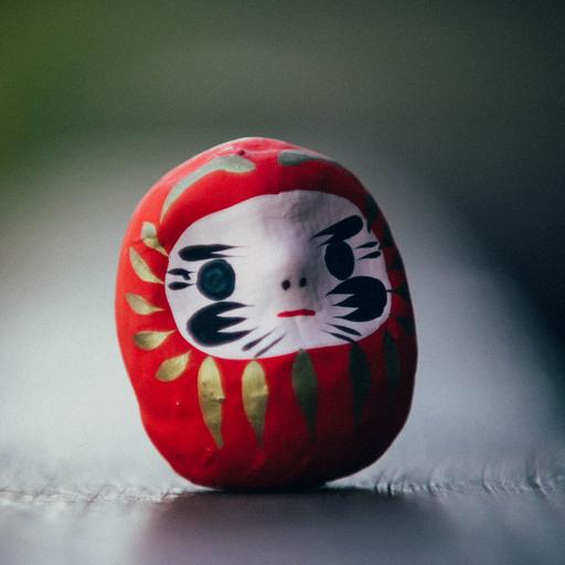 Eine rote japanische Daruma-Puppe.