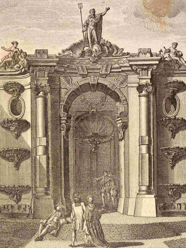 Grotte im königlichen Garten von Sanssouci in Potsdam, um 1880, digital restaurierte Reproduktion von einer Illustration aus dem 19. Jahrhundert, genaues Datum unbekannt.