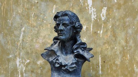Friedrich Schiller Büste vor einer verwaschenen Wand in Sibiu Friedrich Schiller Büste vor einer verwaschenen Wand in Sibiu