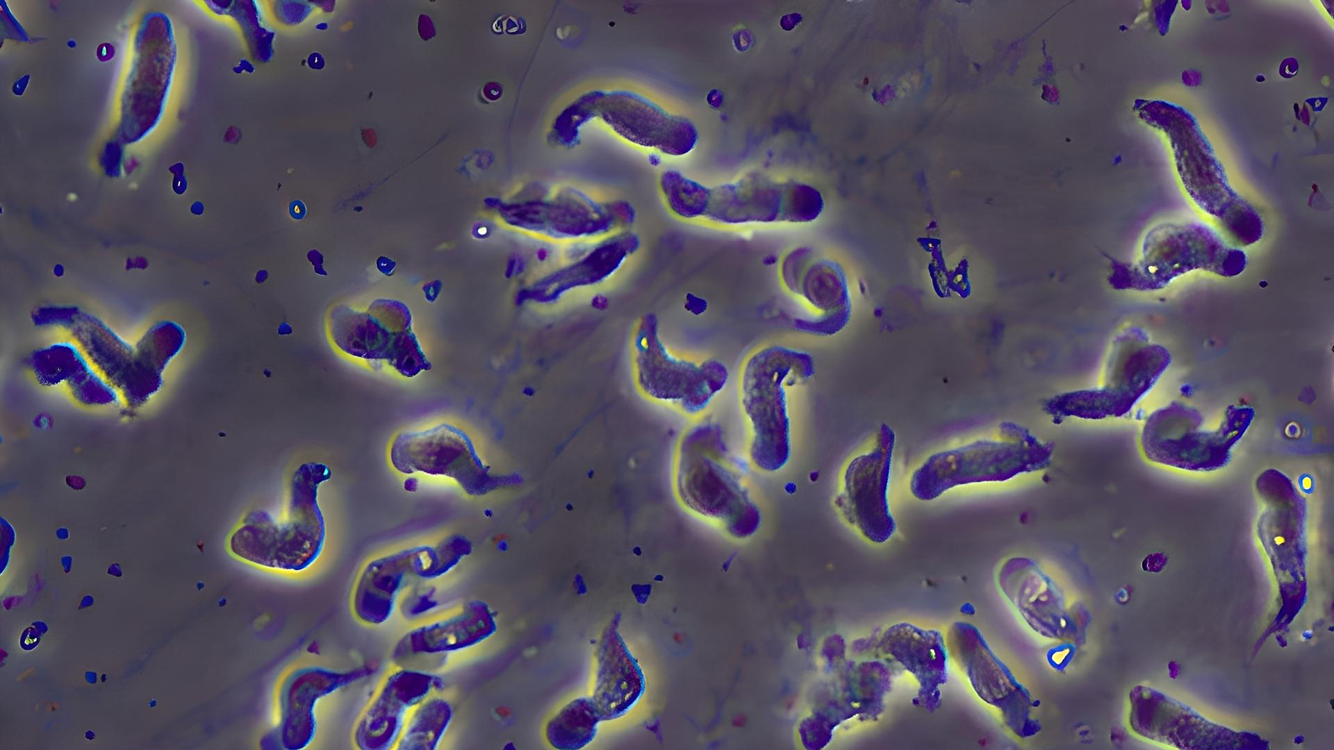 Naegleria fowleri unter dem Mikroskop: Sieht aus wie lange Würmer. Naegleria fowleri unter dem Mikroskop: Sieht aus wie lange Würmer.