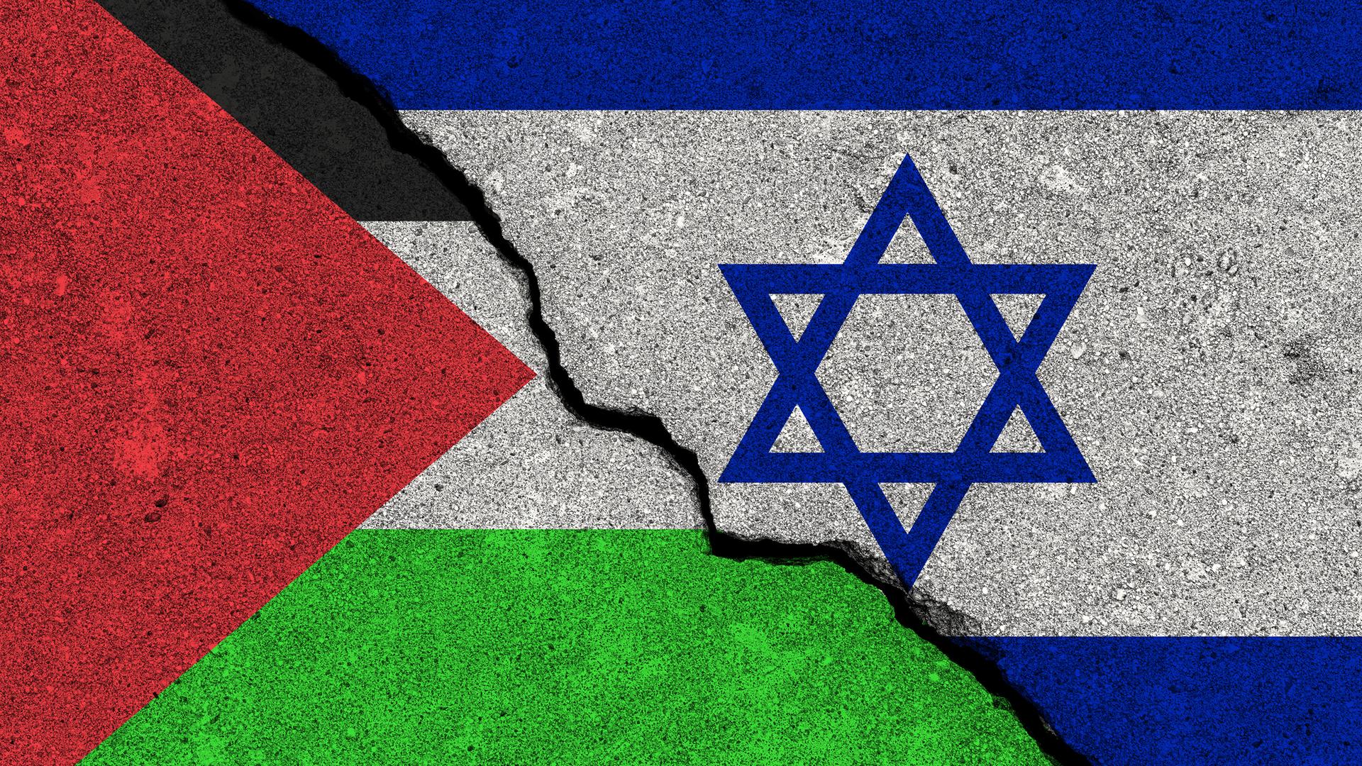 Die Flaggen von Palästine und Israel