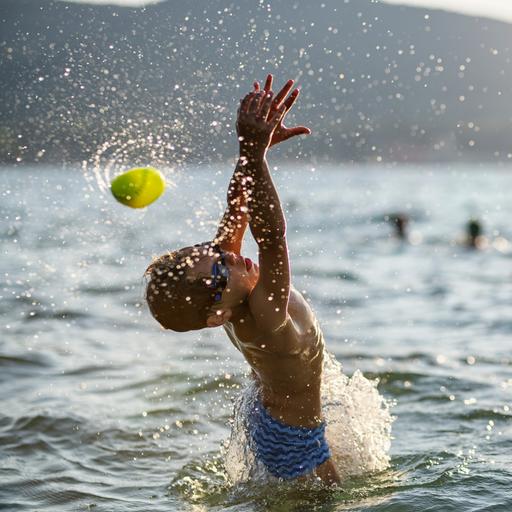 Ein Junge beim Wasserballspiel