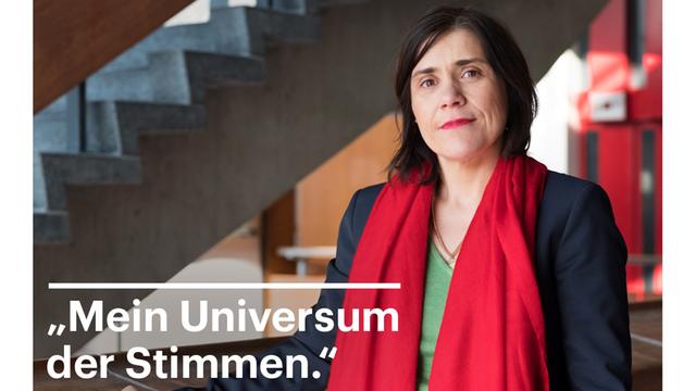 Eines der Motive aus der Deutschlandradio-Kampagne "Unabhängig. Unverzichtbar. Unverwechselbar." zeigt die Kunsthistorikerin Bénédicte Savoy.