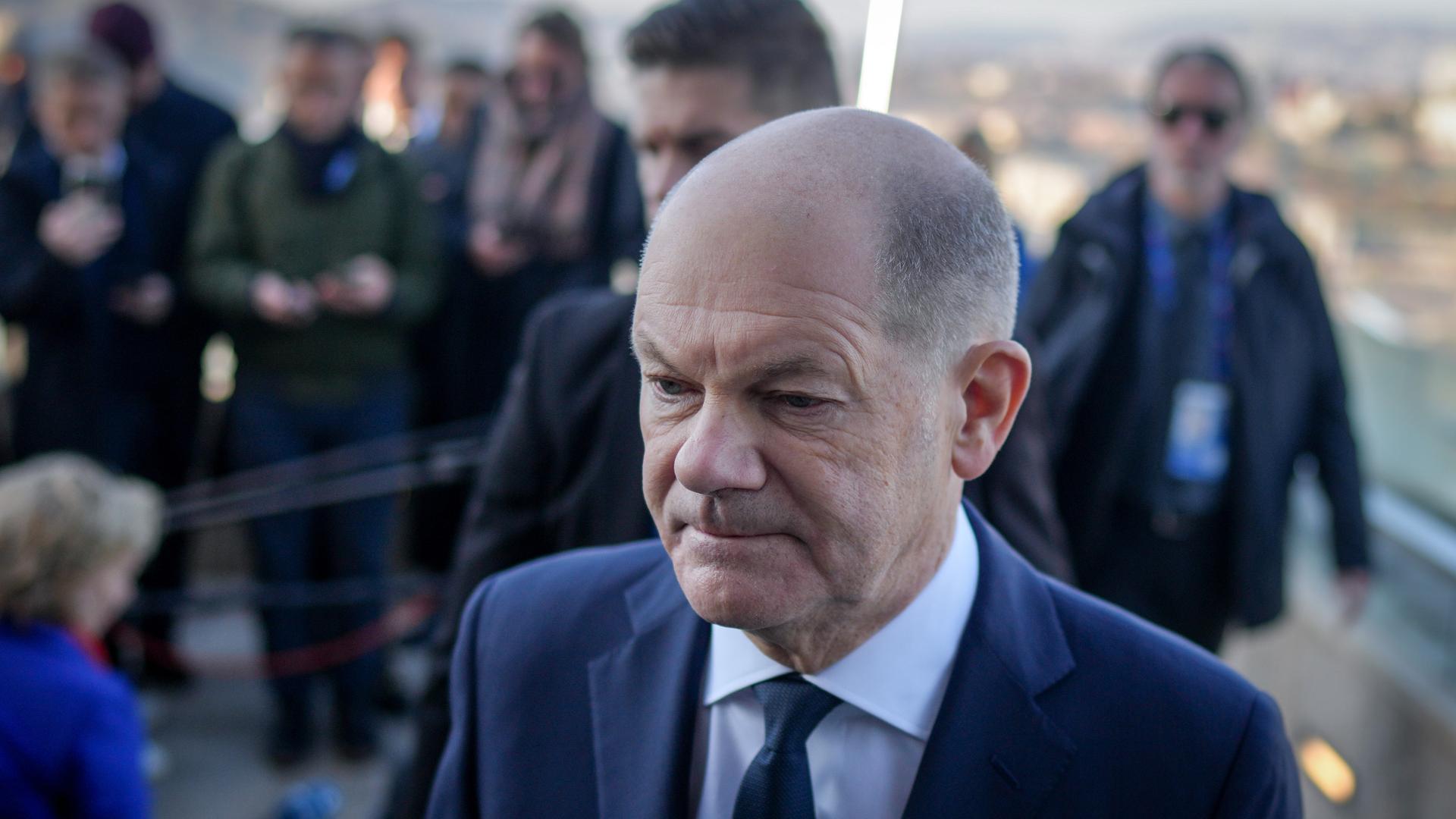 Bundeskanzler Olaf Scholz (SPD) bei einem informellen Treffen des Europäischen Rates in Budapest. 