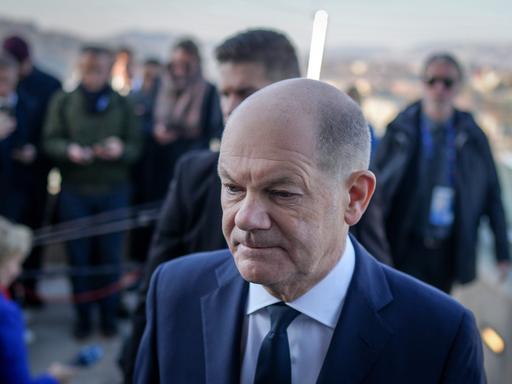 Bundeskanzler Olaf Scholz (SPD) bei einem informellen Treffen des Europäischen Rates in Budapest. 