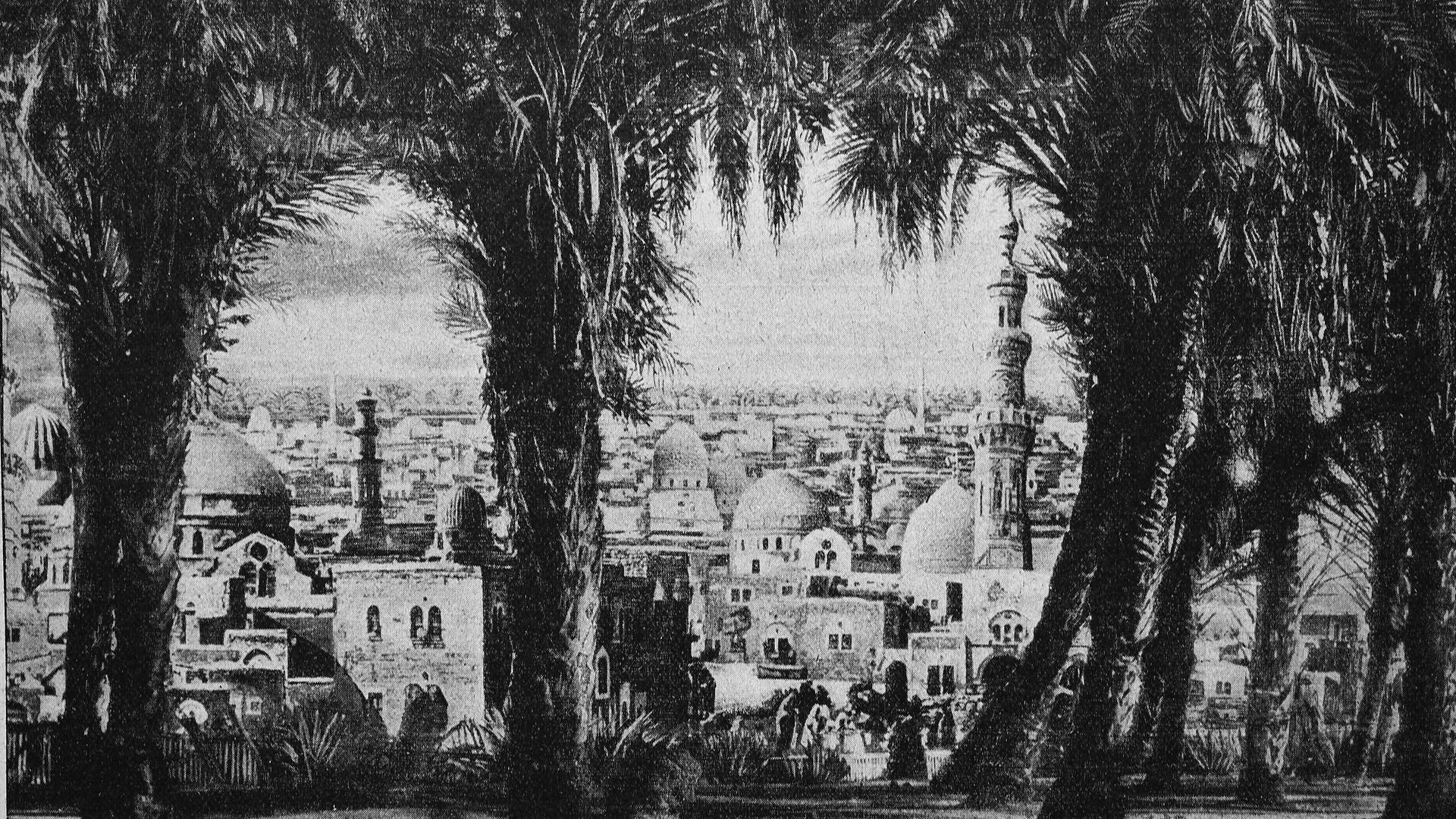 Blick auf Bagdad im Irak, historische Ansicht aus dem Jahre 1895.
