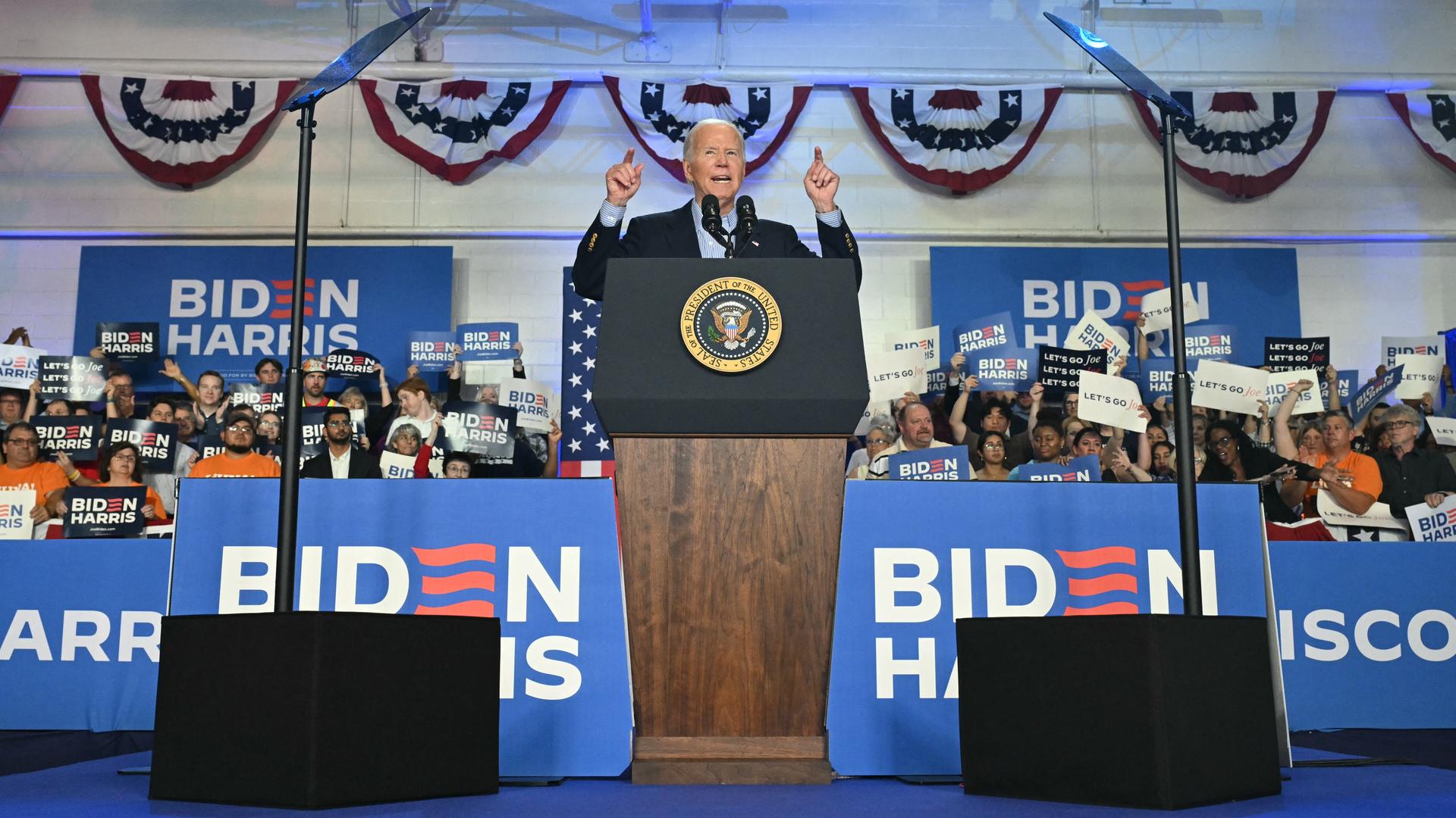 US-Präsident Joe Biden bei einem Wahlkampfauftritt im Bundesstaat Wisconsin