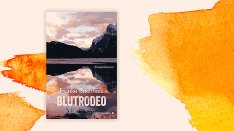 Das Cover des Krimis von Frauke Buchholz, "Blutrodeo". Es zeigt einen Gebirgsee, in dem sich die Berge spiegeln, die im Hintergrund auch zu sehen sind. Das Buch ist auf der Krimibestenliste von Deutschlandfunk Kultur.