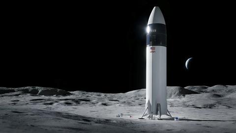 Noch Zukunftsmusik: Ein SpaceX-Raumschiff nach der Landung auf dem Mond