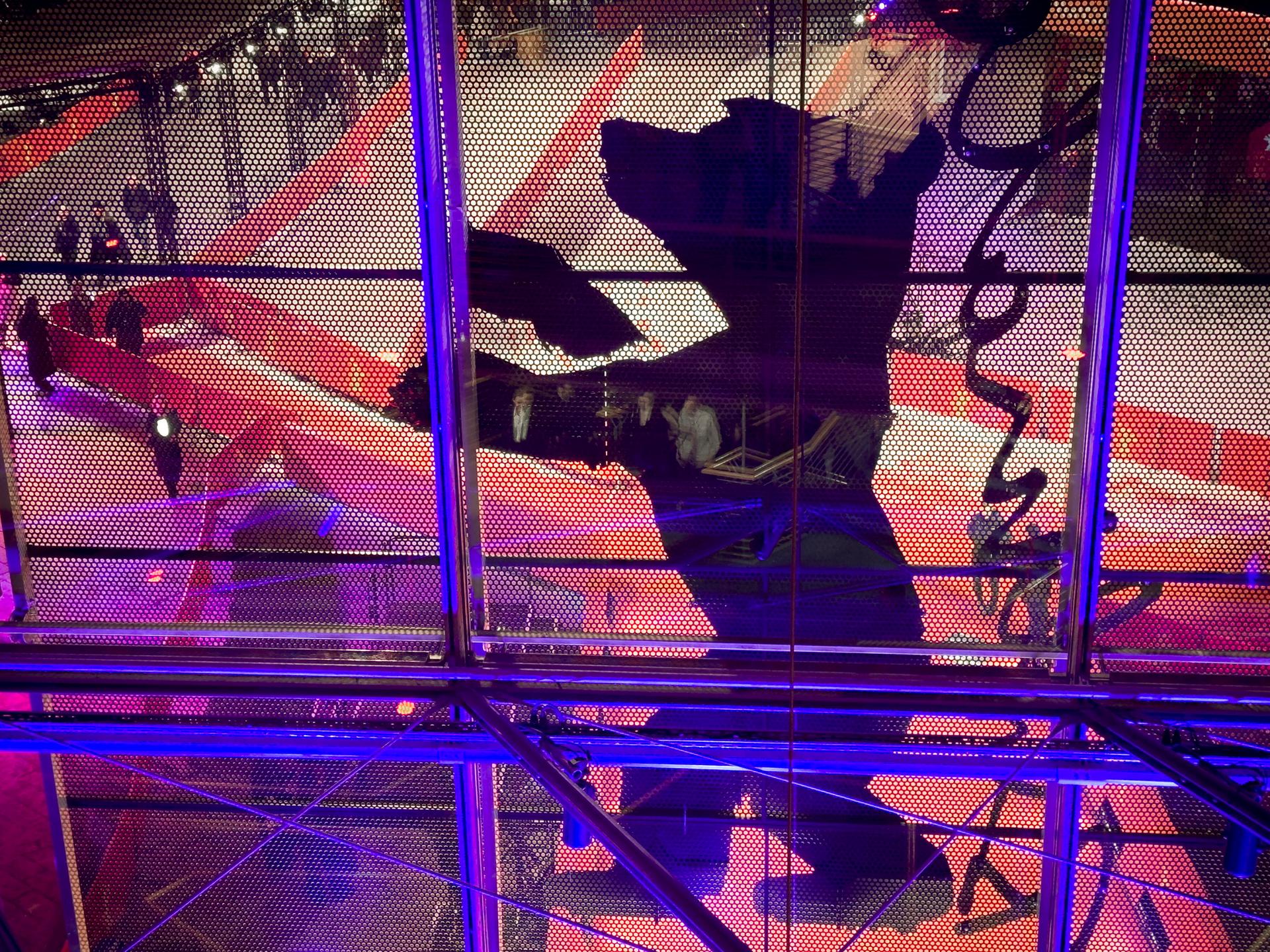 In einem großen Fenster ist das Logo der Berlinale: ein Berliner Bär. Es ist der Blick in ein Kino des Festivals.