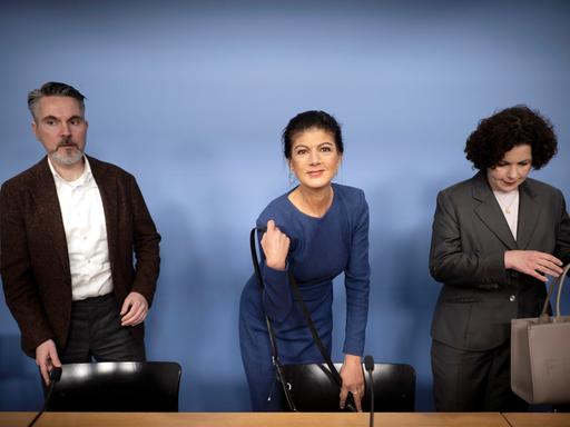 Pressekonferenz zur Aufgabe vom Parteivorsitz und Neuaufstellung des BSW unter dem Thema personelle Neuaufstellung des Parteipraesidiums und der Parteifuehrung im Tagungszentrum im Haus der Bundespressekonferenz in Berlin Deuts