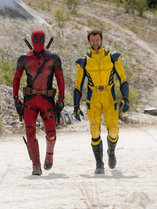 Die Schauspieler Ryan Reynolds und Hugh Jackman in der Comicverfilmung: "Deadpool & Wolverine".