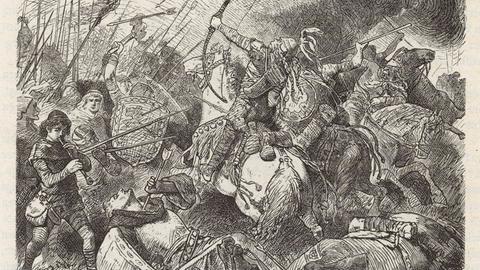 Die Schlacht auf den Katalaunischen Feldern 451 in einer historischen Zeichnung