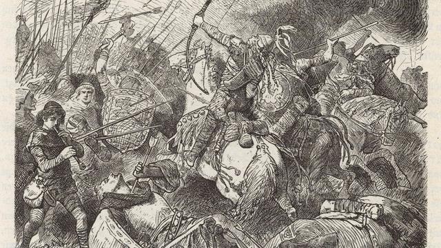 Die Schlacht auf den Katalaunischen Feldern 451 in einer historischen Zeichnung