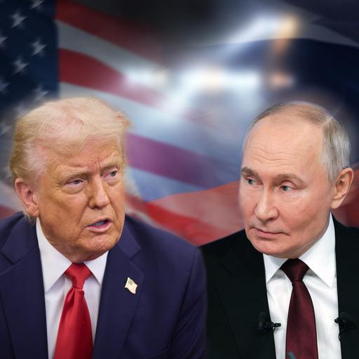 In einer Fotomontage sind US-Präsident Trump und Russlands Präsident Putin zusammen zu sehen.