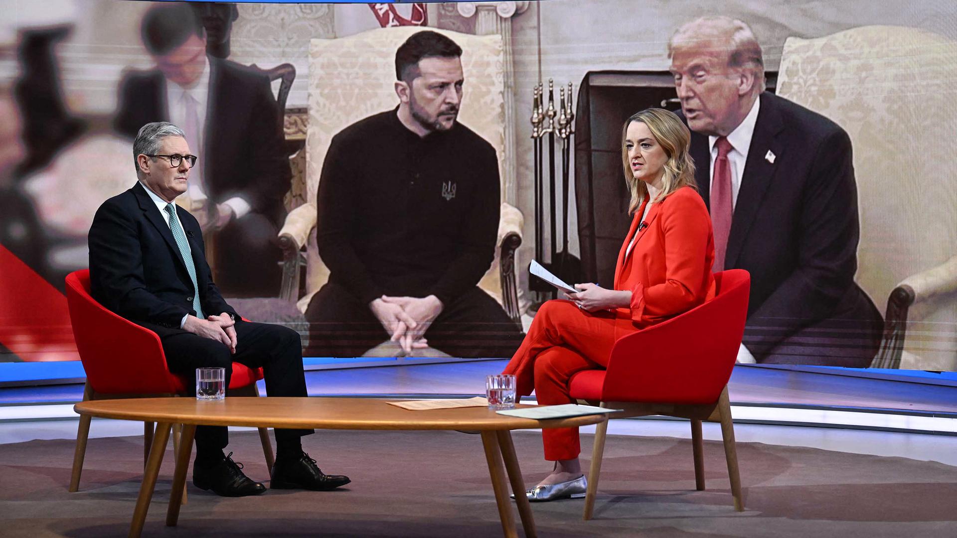 Der britische Premierminister Keir Starmer während eines BBC-Interviews mit der Moderatorin Laura Kuenssberg Der britische Premierminister Keir Starmer während eines BBC-Interviews mit der Moderatorin Laura Kuenssberg