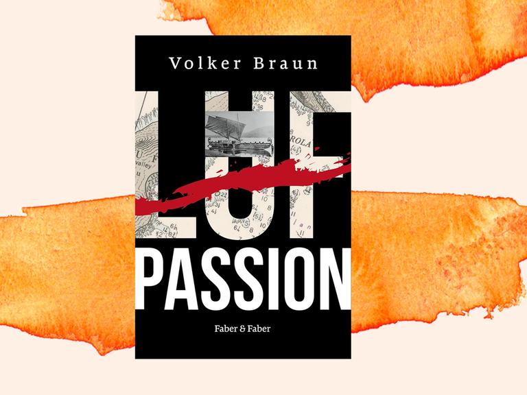 Das Cover von Volker Brauns Buch "Luf-Passion" zeigt ein Boot aus der Südsee in weißer Schrift auf schwarzem Grund. In der Mitte ist ein großer roter Fleck zu sehen.