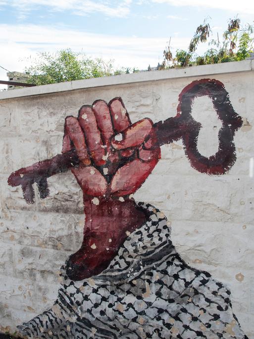 January 13, 2024, Amman, Amman, Jordan: Image of the key from the freedom for Palestine in one street of the refugee Camp of Jenin, West Bank, Palestine. (Credit Image: © Bruno Gallardo/ZUMA Press Wire