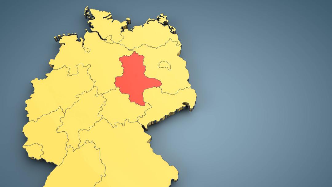 Deutschlandkarte mit hervorgehobenem Umriss von Sachsen-Anhalt