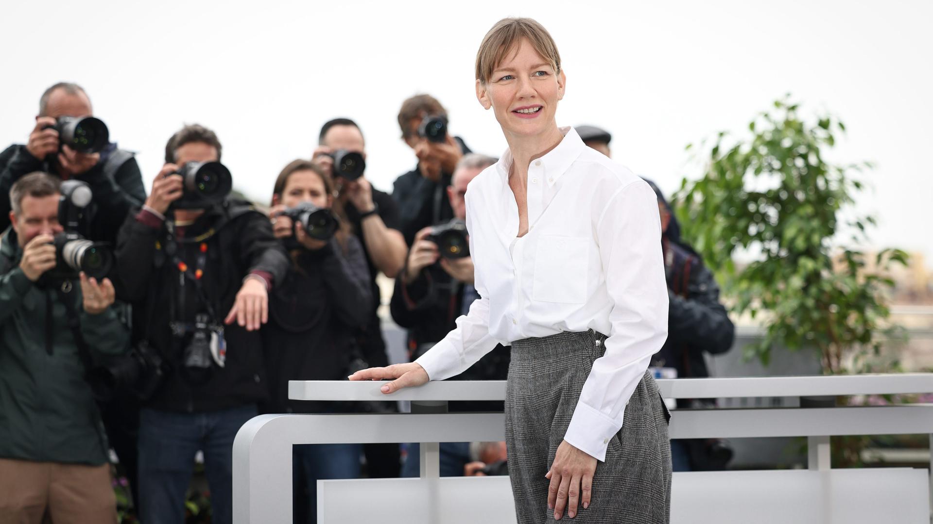 Die Schauspielerin Sandra Hüller bei einem Fototermin zur Vorstellung des Films "Zone of Interest" bei den Filmfestspielen in Cannes, Frankreich im Mai 2023.
