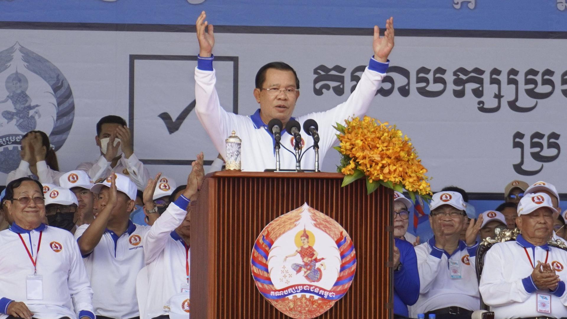 Der kambodschanische Premierminister Hun Sen bei einer Wahlkampfveranstaltung in Phnom Penh.