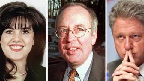 Monica Lewinsky, Kenneth Starr und Bill Clinton (v.l.) 