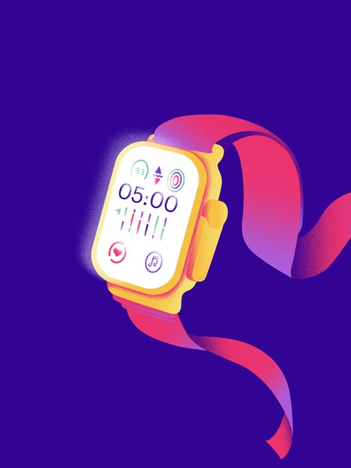 Eine Smartwatch auf blauem Hintergrund