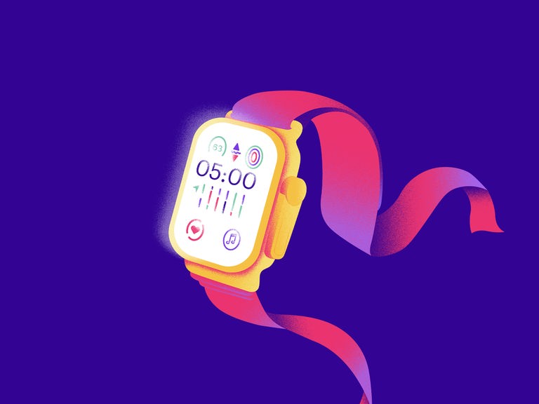 Eine Smartwatch auf blauem Hintergrund