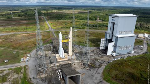 Blick auf die Startrampe in Kourou in Französisch-Guyana.